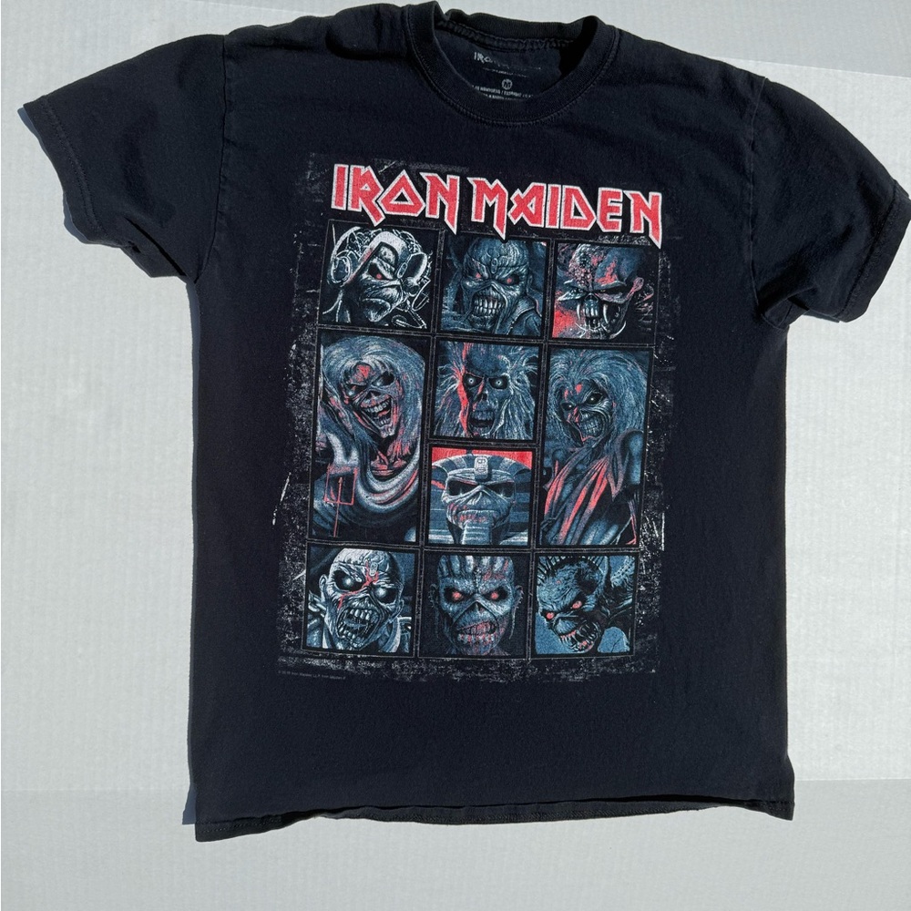 Black Short Sleeve Iron Maiden Tee with Vintage Graphic